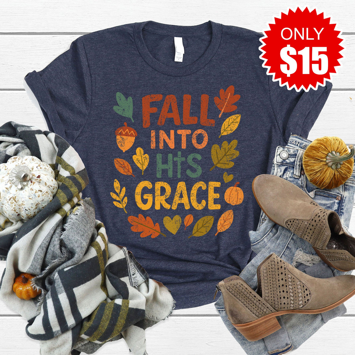 Fall Into Grace Tee - Heather Navy - 15 product image 1