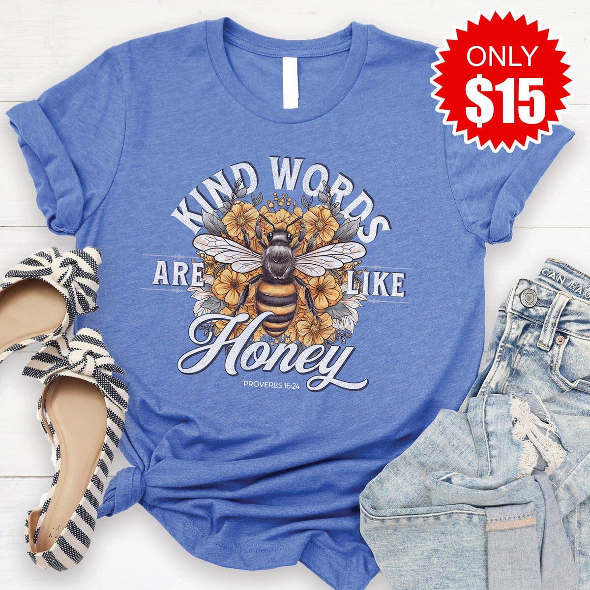 Kind Words Are Like Honey Tee - Heather Royal Blue - 15 product image 1