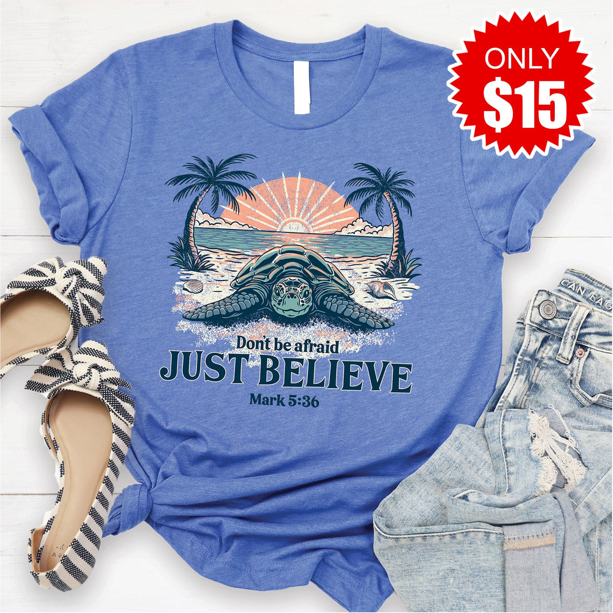Believe Sea Turtle Tee - Heather Royal Blue - 15 product image 1