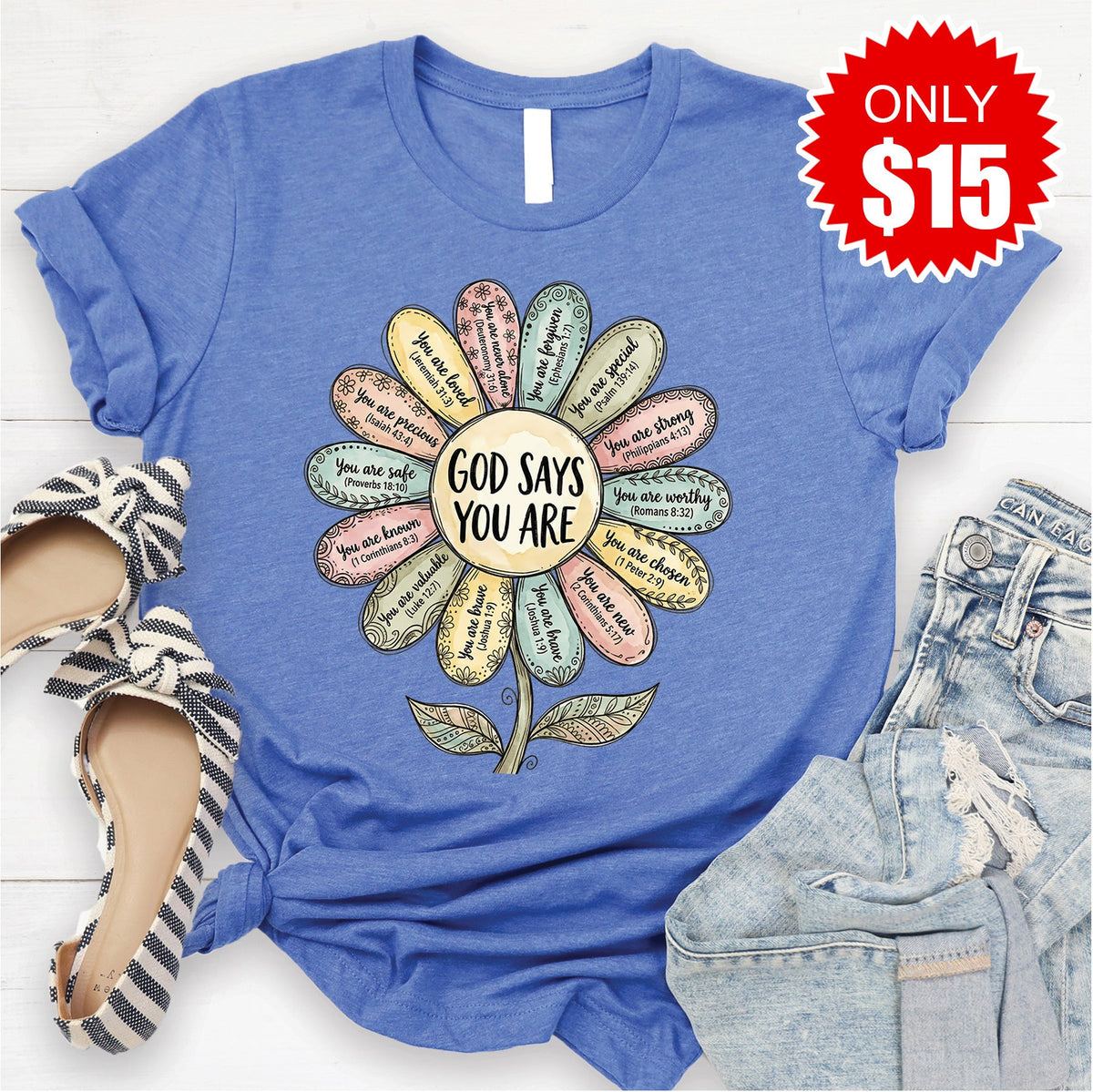 God Says You Are Tee - Heather Royal Blue - 15 product image 1
