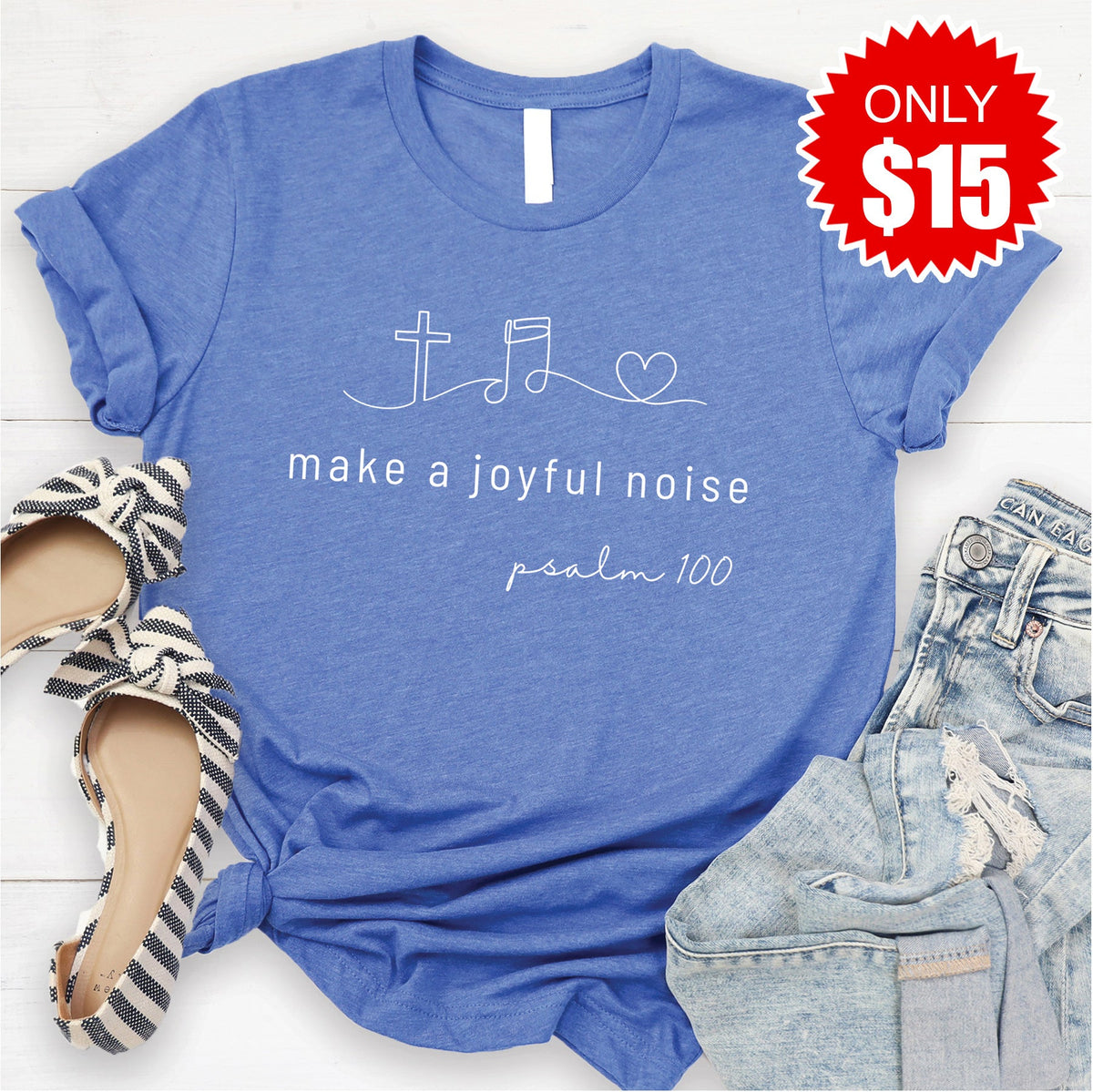 Joyful Noise Tee - Heather Royal Blue - 15 product image 1