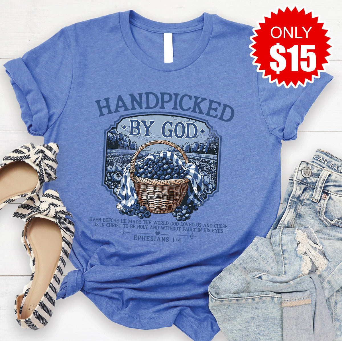Hand Picked Tee - Heather Royal Blue - 15 product image 1