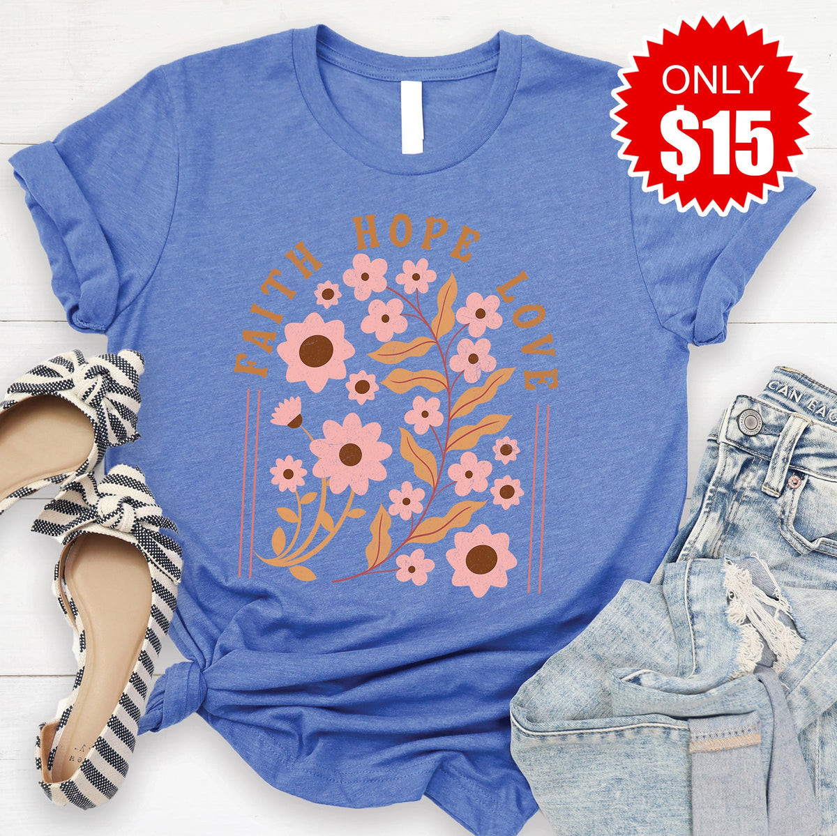 Faith Hope Love Tee - Heather Royal Blue - 15 product image 1