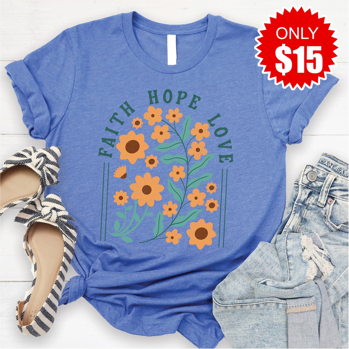 Faith Hope Love Tee - Heather Royal Blue - 15 product image 1