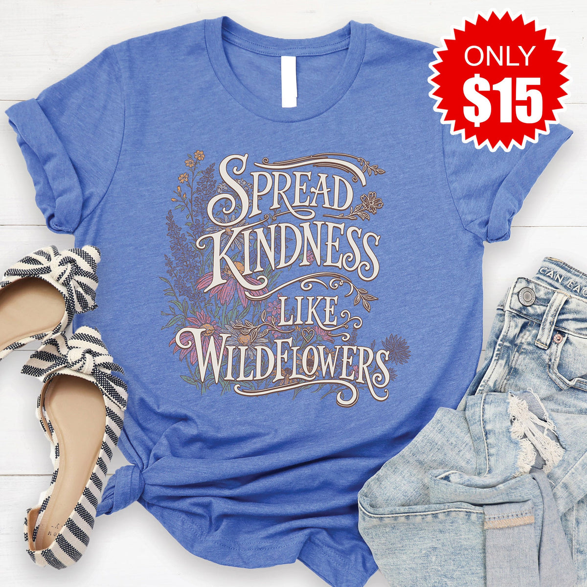 Wildflowers Tee - Heather Royal Blue - 15 product image 1