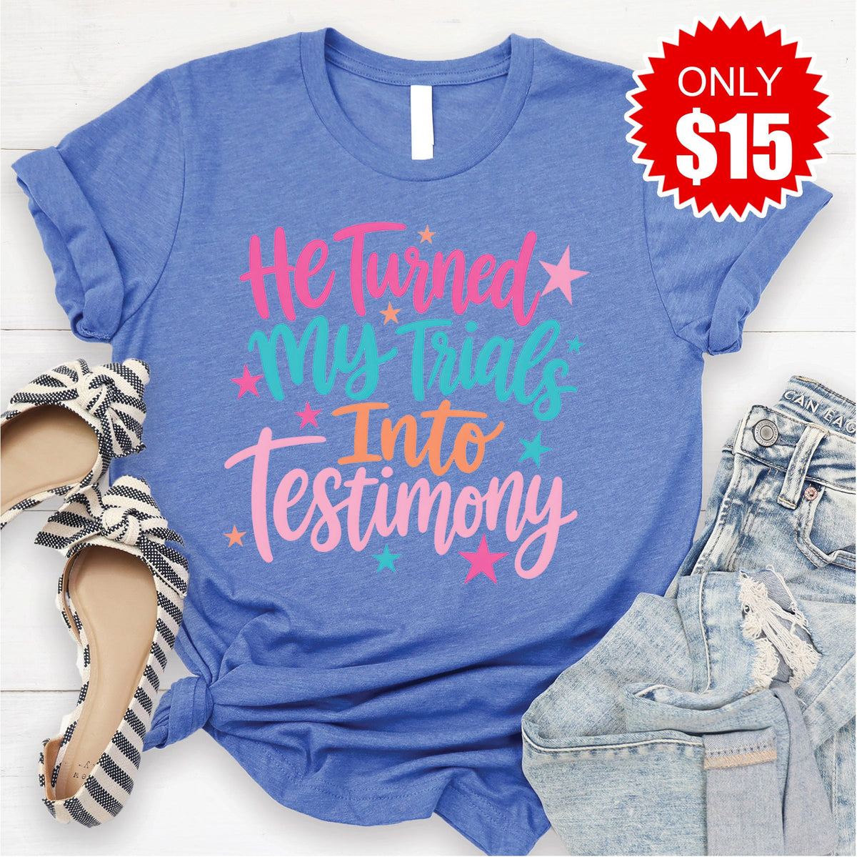 Trials Into Testimony Tee - Heather Royal Blue - 15 product image 1