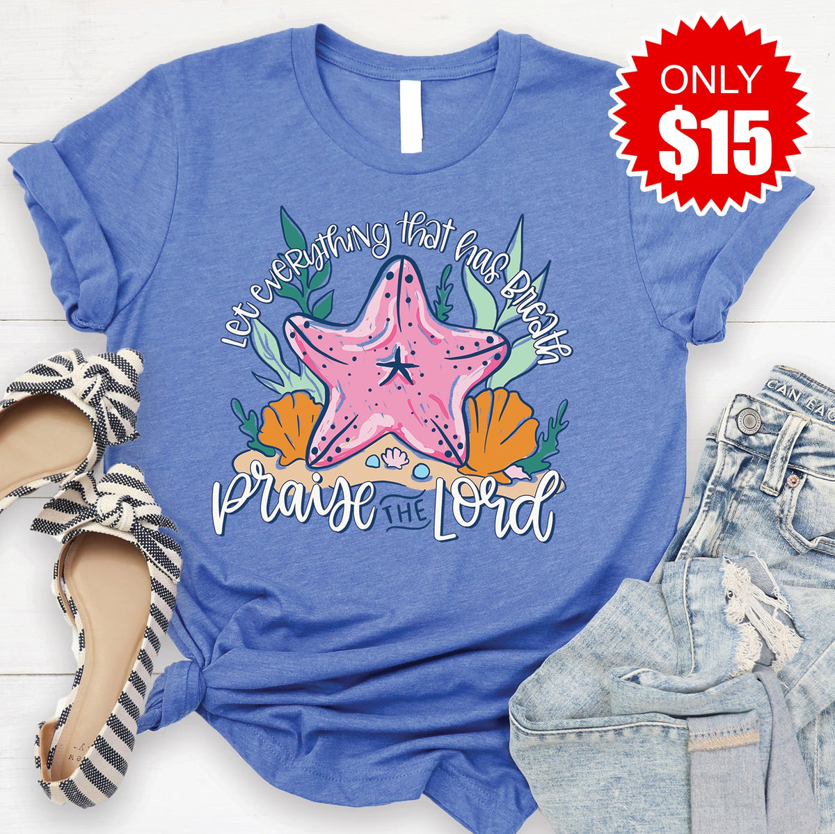 Praise the Lord Tee - Heather Royal Blue - 15 product image 1
