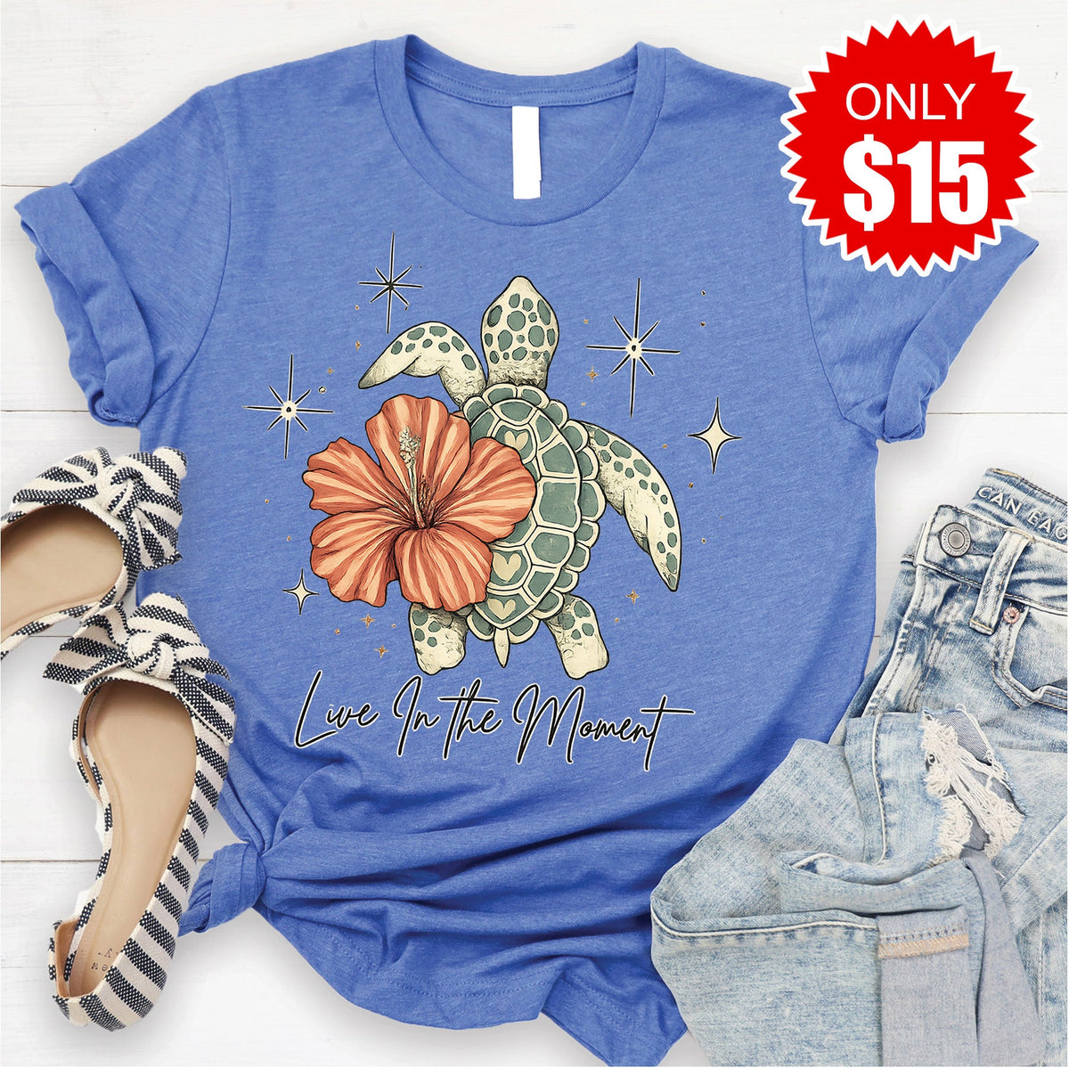 Live In The Moment Tee - Heather Royal Blue - 15 product image 1