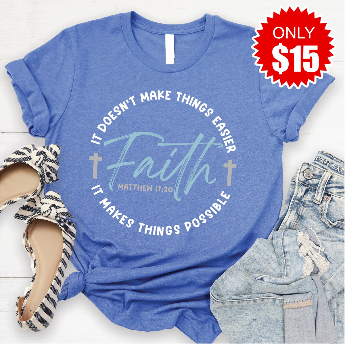 Faith Tee - Heather Royal Blue - 15 product image 1