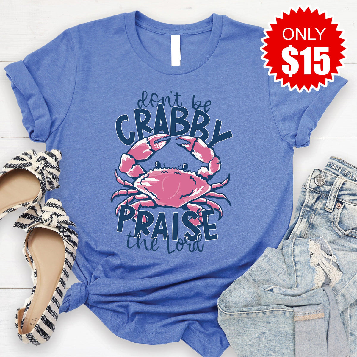 Don't be Crabby Tee - Heather Royal Blue - 15 product image 1