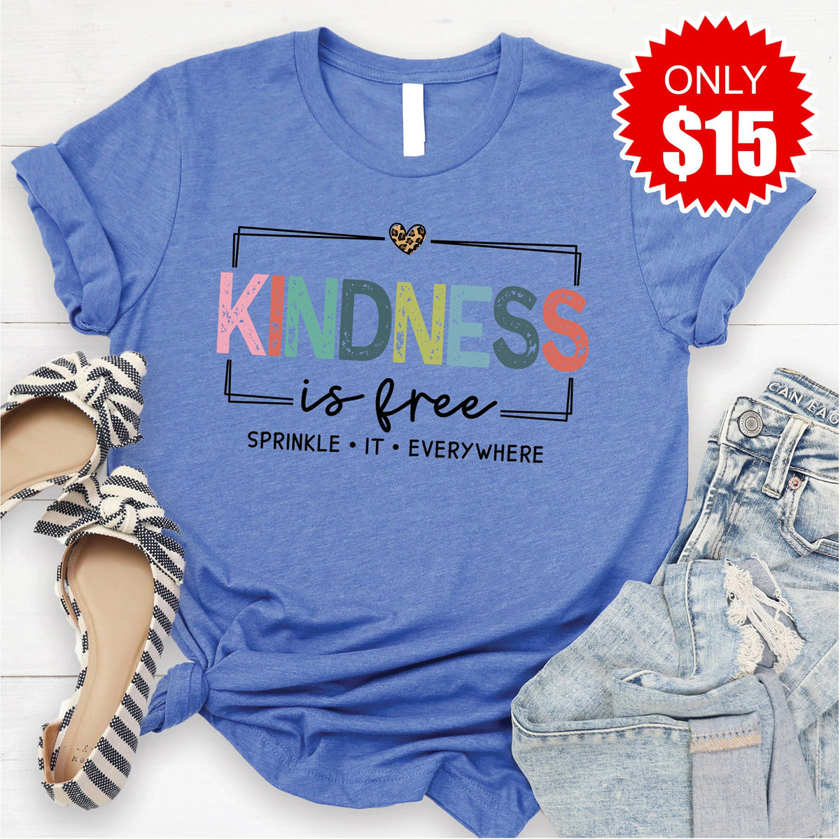 Kindness Is Free Tee - Heather Royal Blue - 15 product image 1