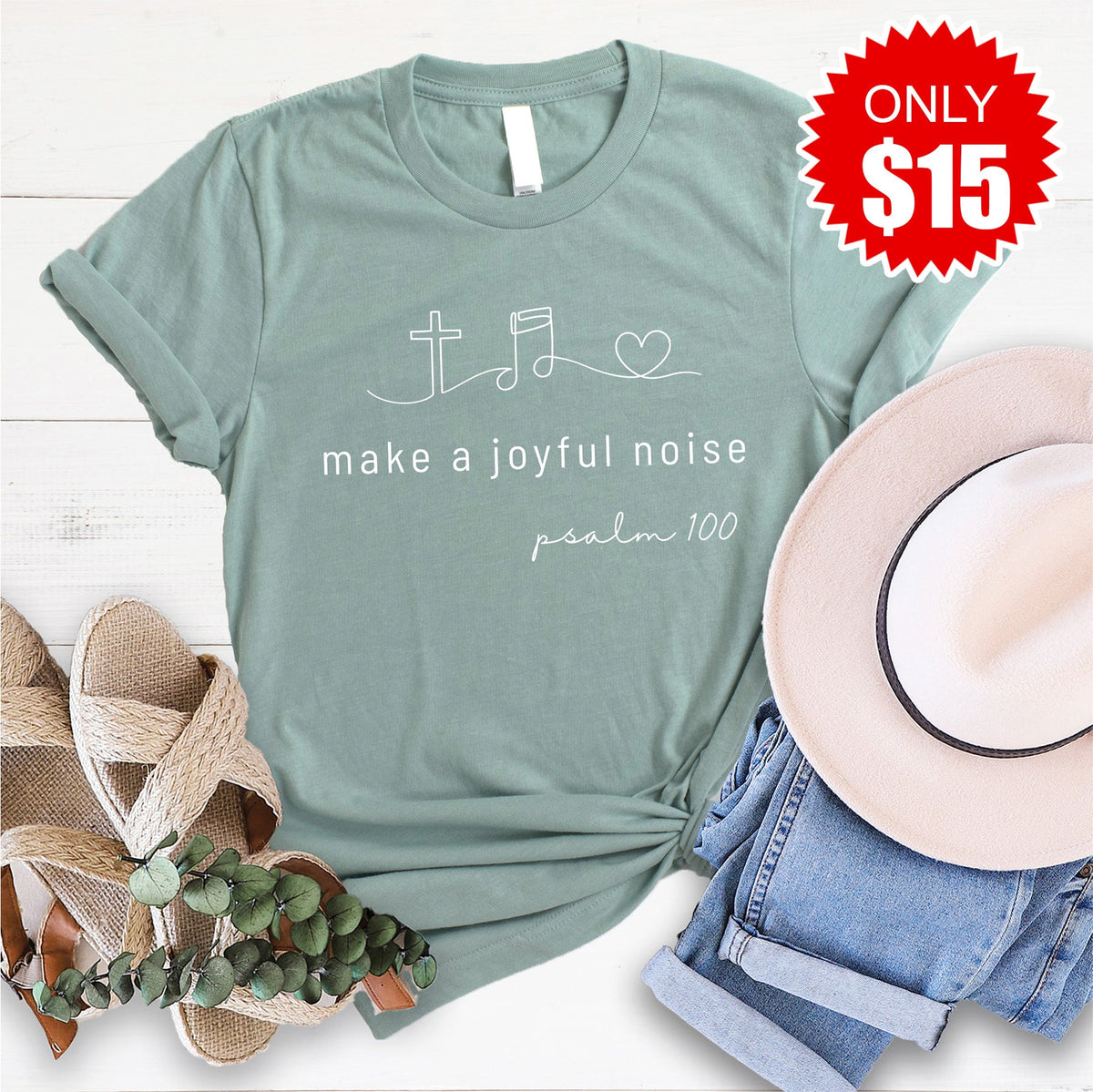 Joyful Noise Tee - Heather Sage - 15 product image 1