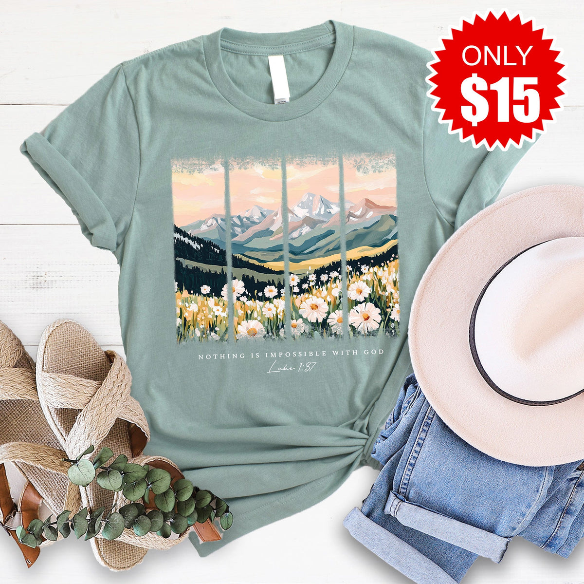 Nothing Is Impossible Tee - Heather Sage - 15 product image 1