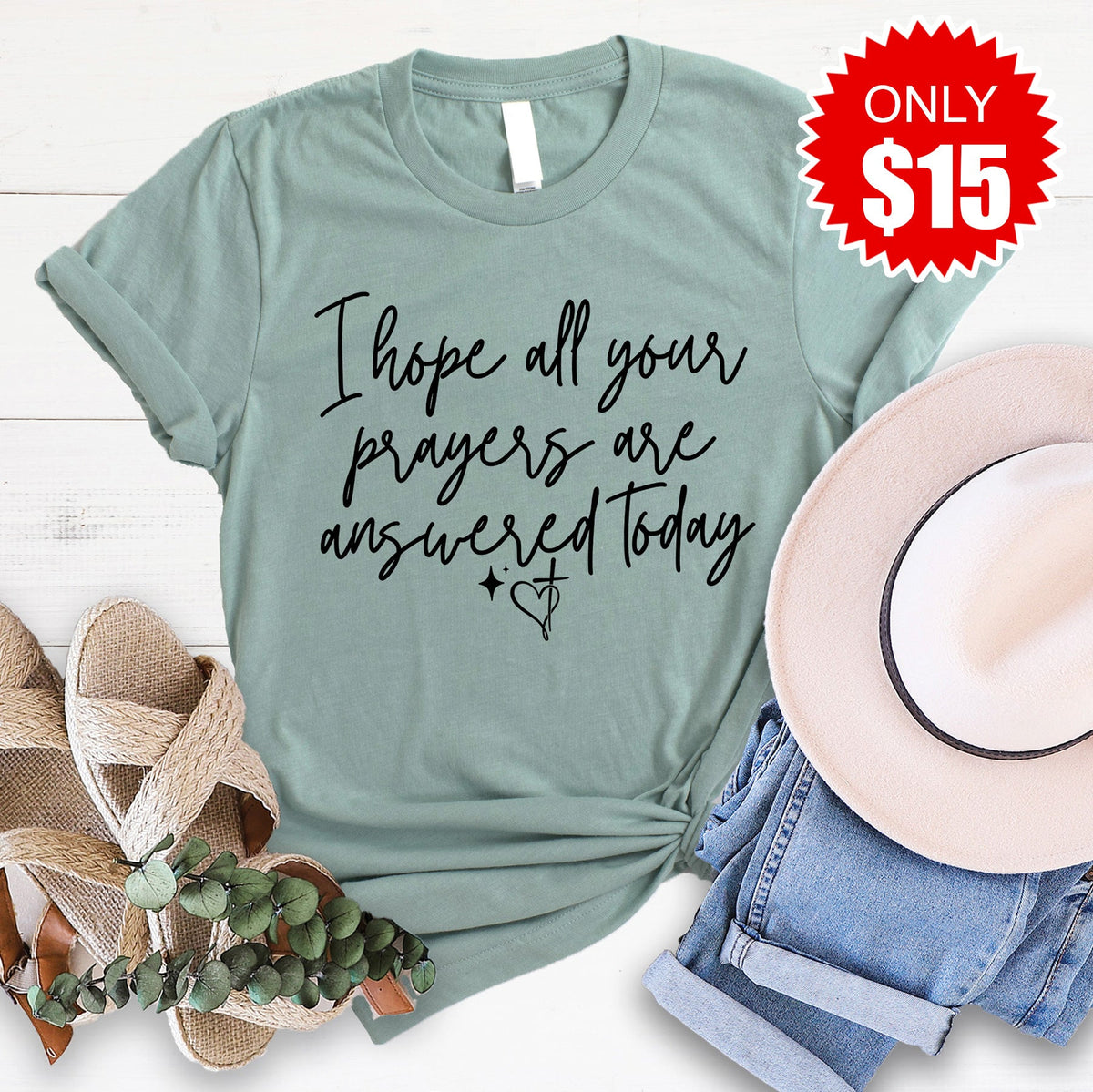 Prayers Tee - Heather Sage - 15 product image 1