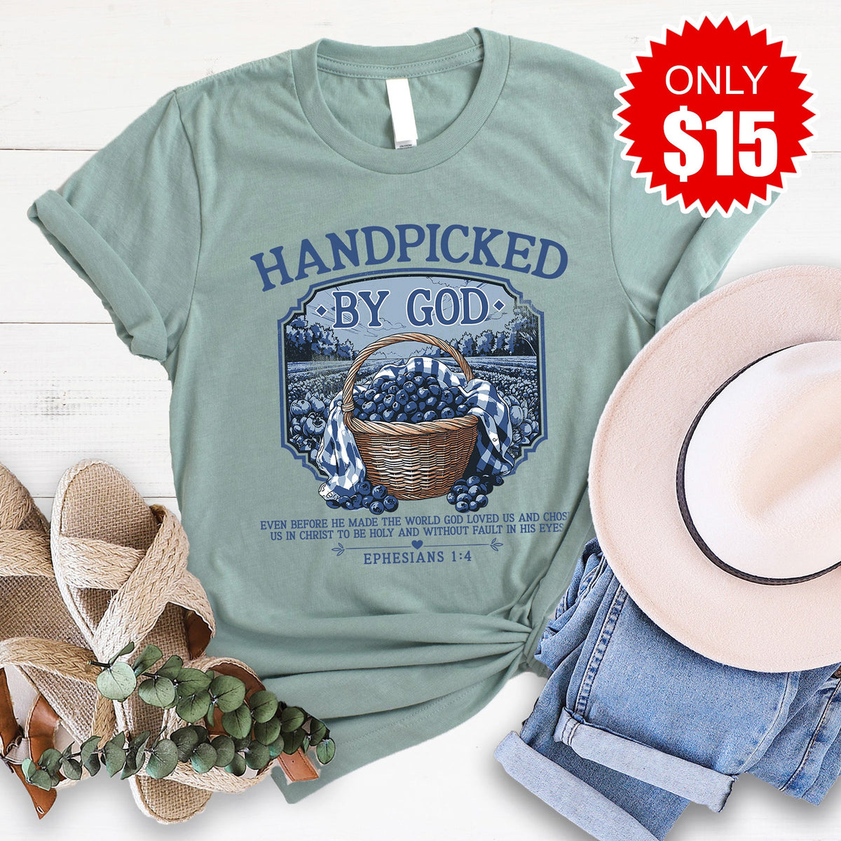 Hand Picked Tee - Heather Sage - 15 product image 1