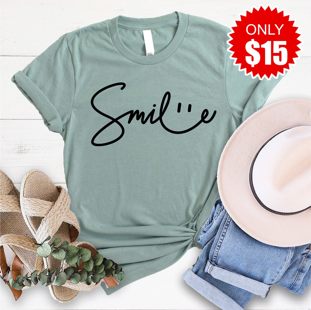 Smile Sign Tee - Heather Sage - 15 product image 1