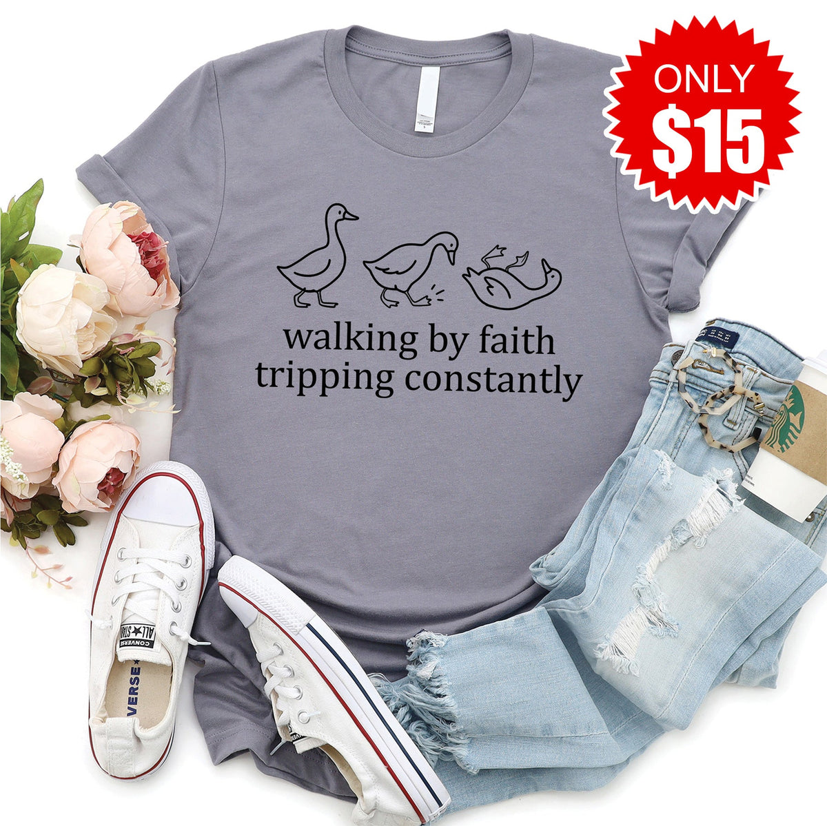 Walking By Faith Tee - Heather Storm - 15 product image 1