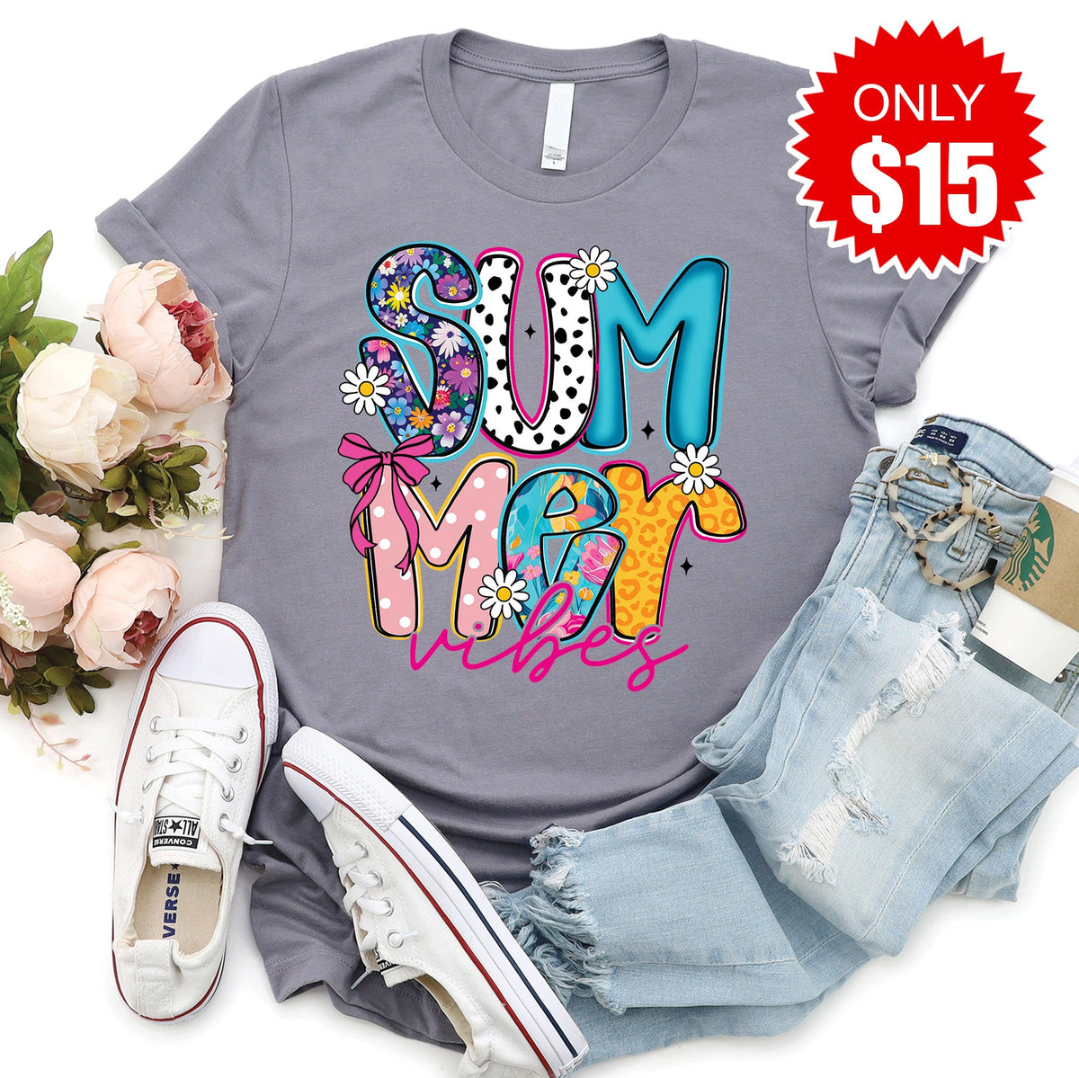 Summer Vibes Tee - Heather Storm - 15 product image 1