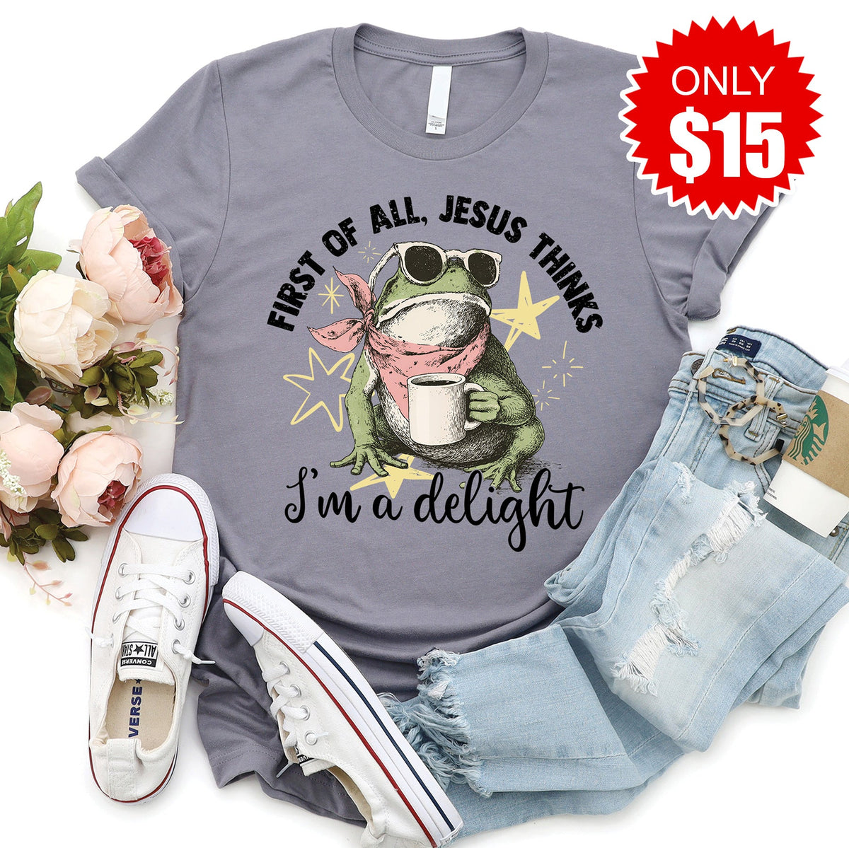 Jesus Thinks I'm a Delight Tee - Heather Storm - 15 product image 1