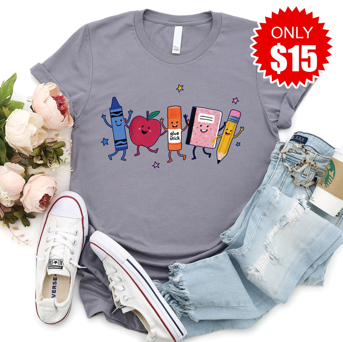 School Supplies Tee - Heather Storm - 15 product image 1