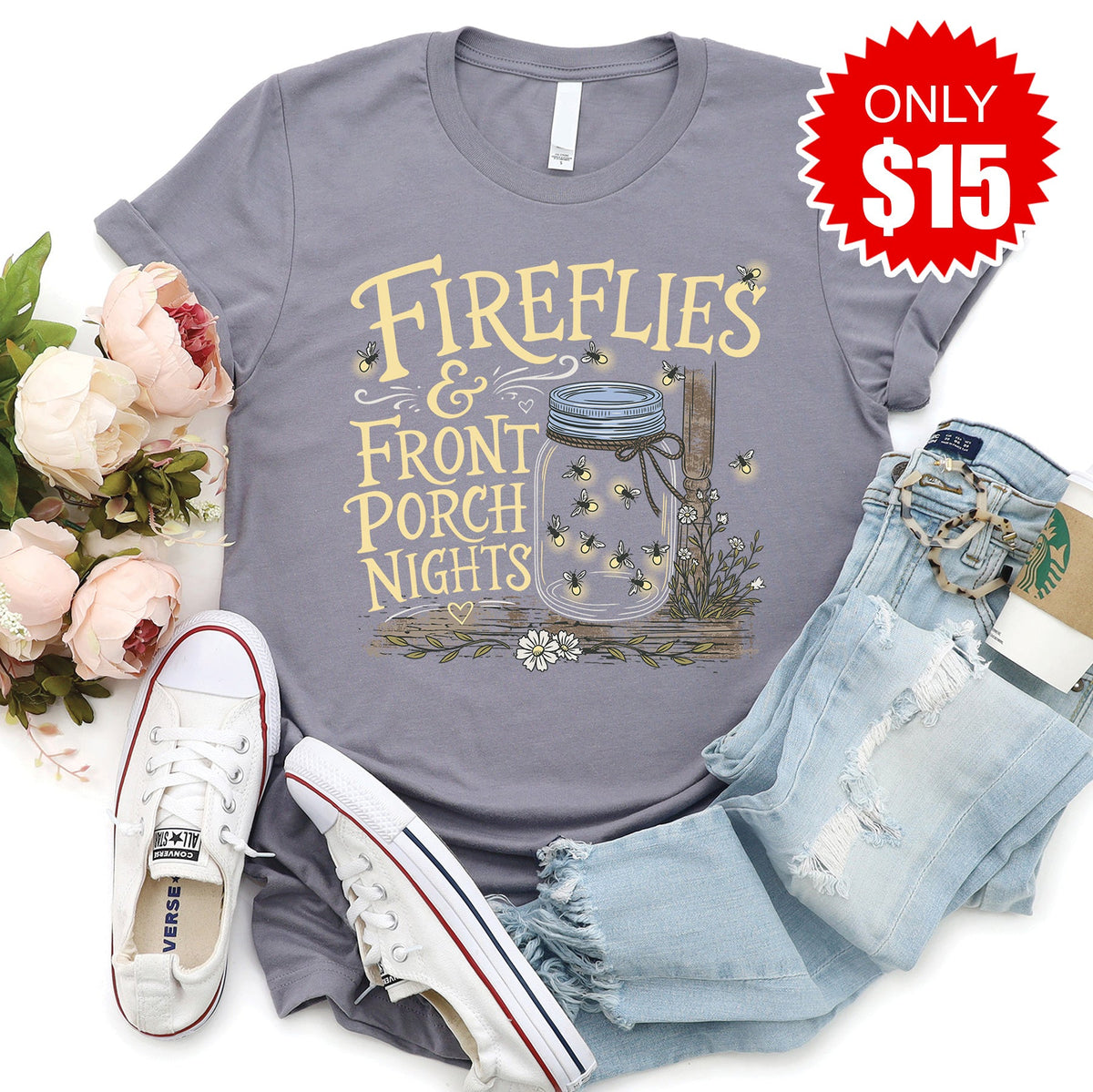 Fireflies Tee - Heather Storm - 15 product image 1