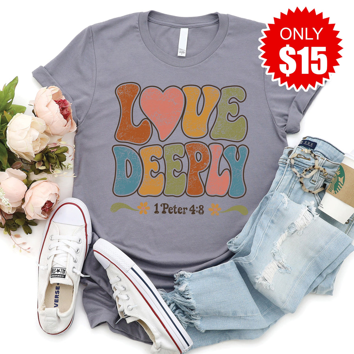 Love Deeply Tee - Heather Storm - 15 product image 1
