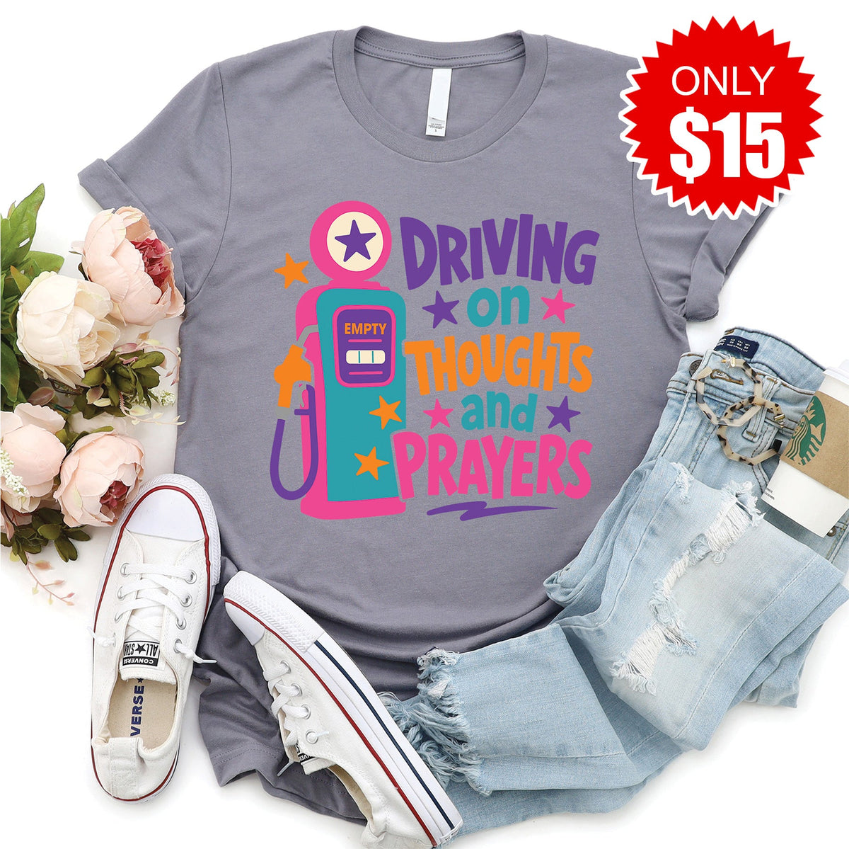 Driving On Thoughts Tee - Heather Storm - 15 product image 1