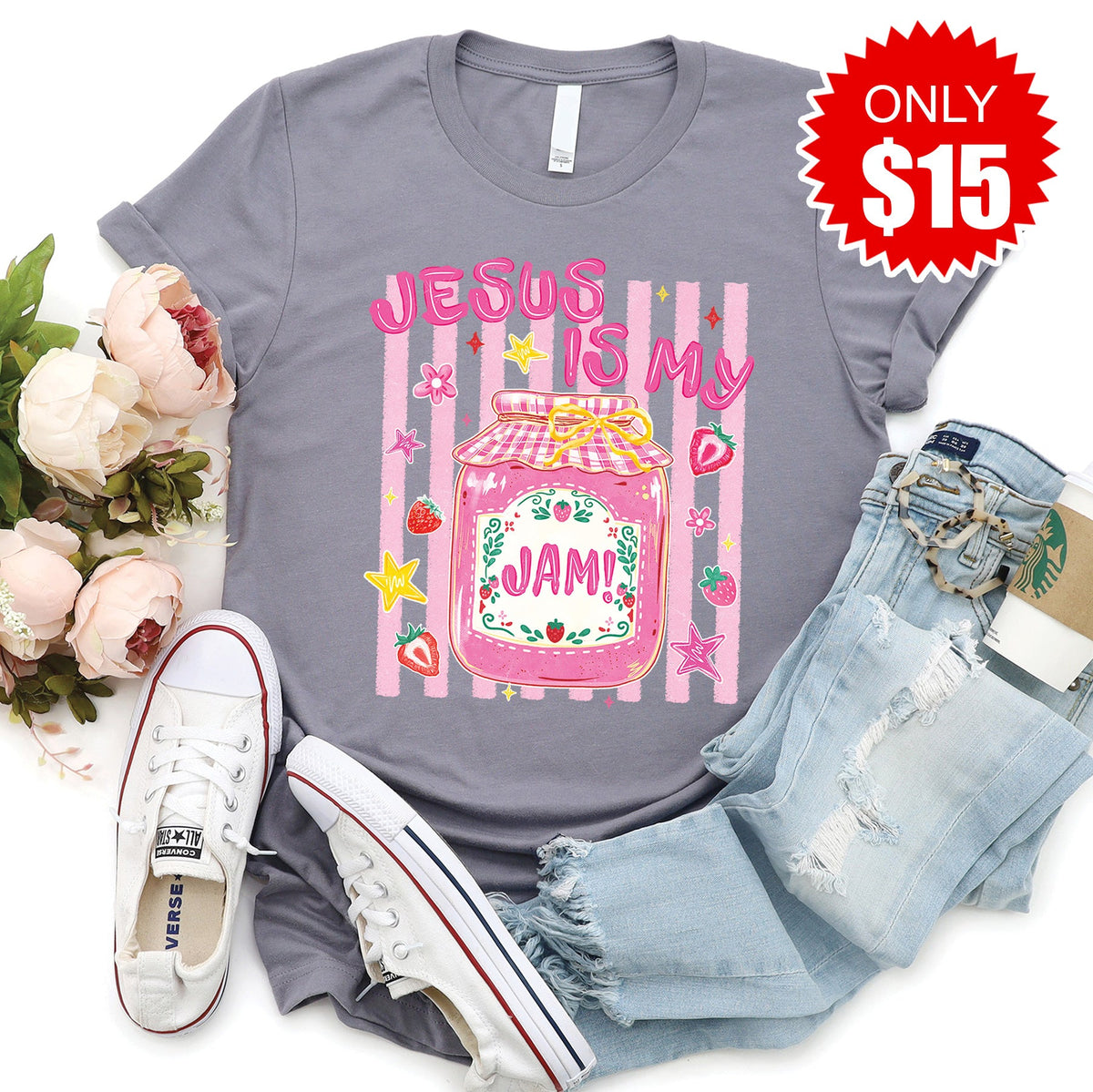 Jesus Is My Jam Tee - Heather Storm - 15 product image 1