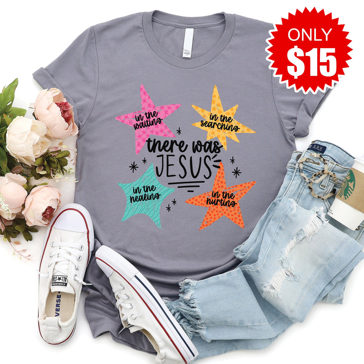 There Was Jesus Tee - Heather Storm - 15 product image 1