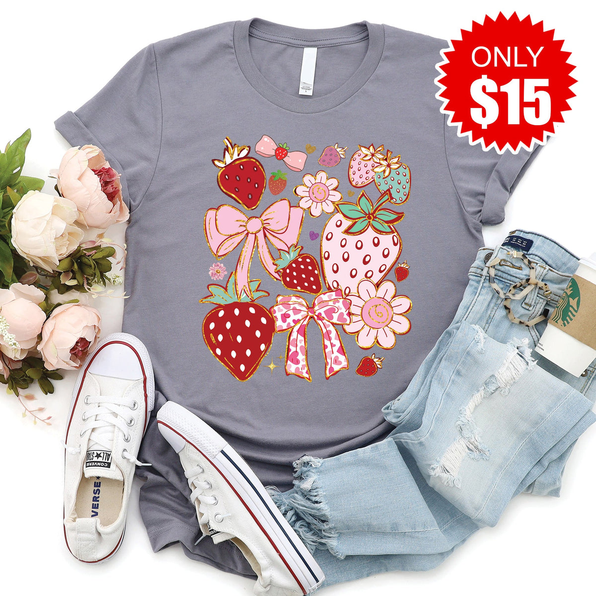Strawberries Tee - Heather Storm - 15 product image 1
