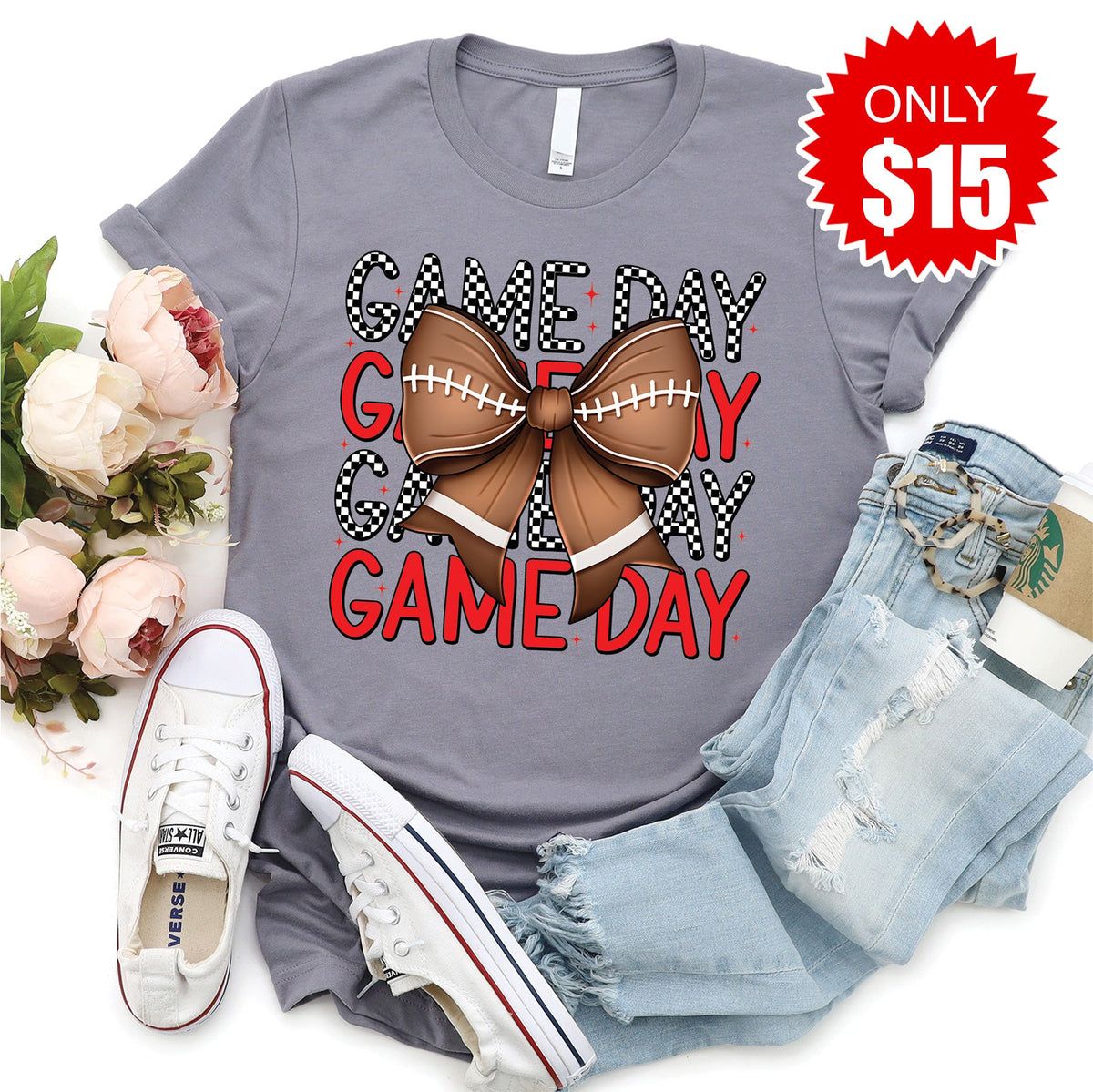 Game Day Bow Tee - Heather Storm - 15 product image 1