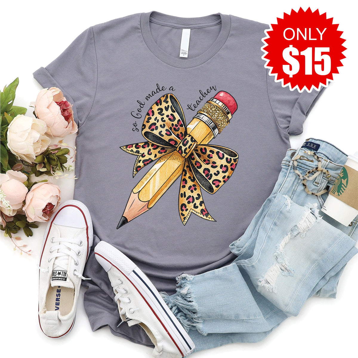 So God Made a Teacher Tee - Heather Storm - 15 product image 1