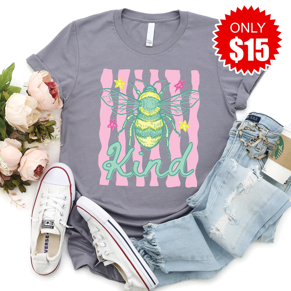 Bee Kind Tee - Heather Storm - 15 product image 1