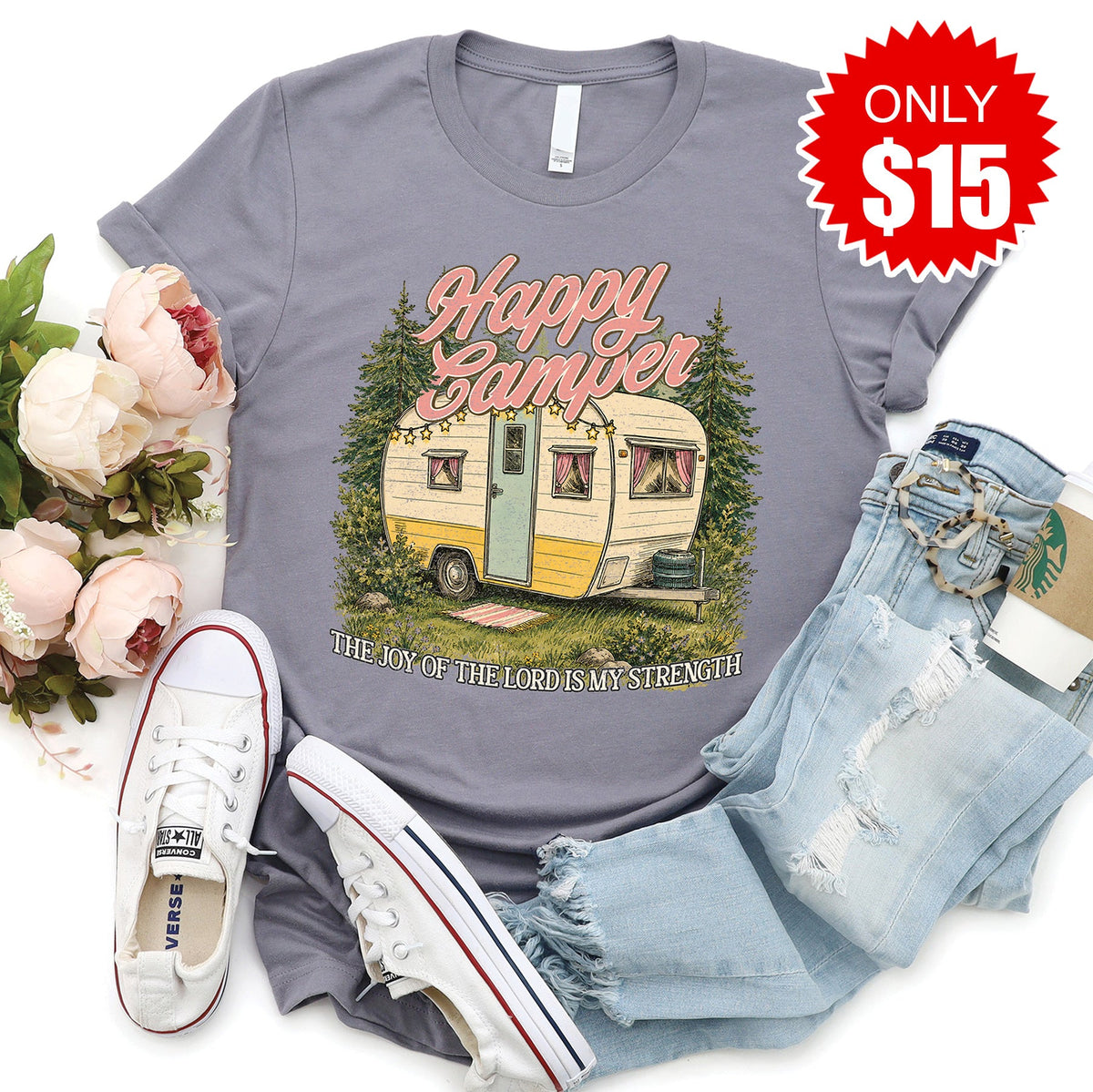 Happy Camper Tee - Heather Storm - 15 product image 1