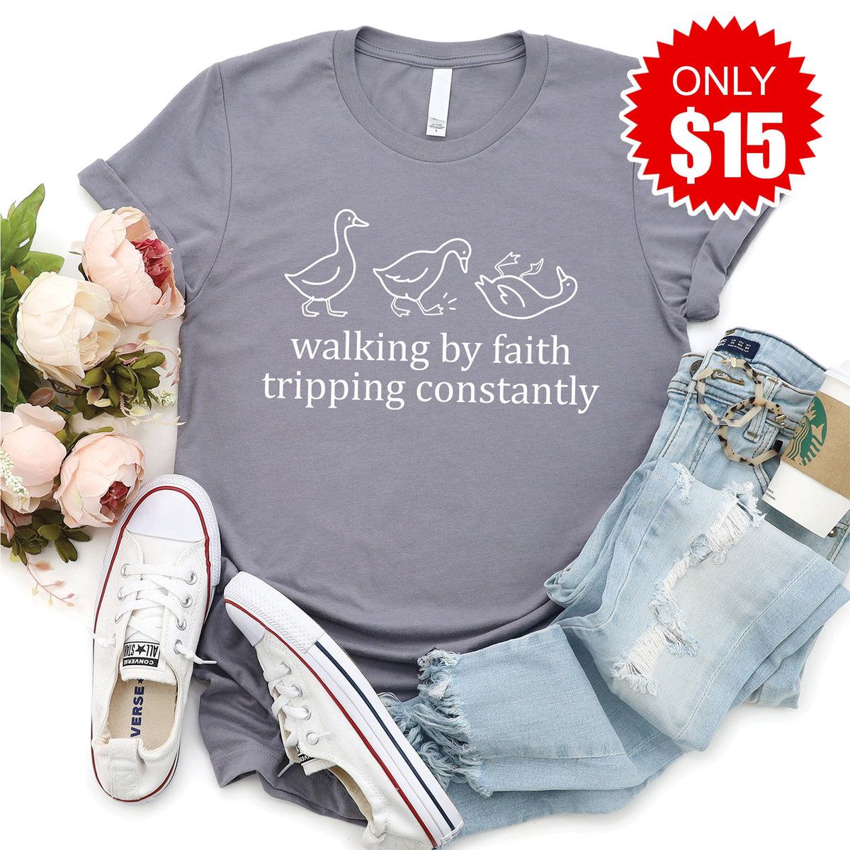 Walking By Faith Tee - Heather Storm - 15 product image 1