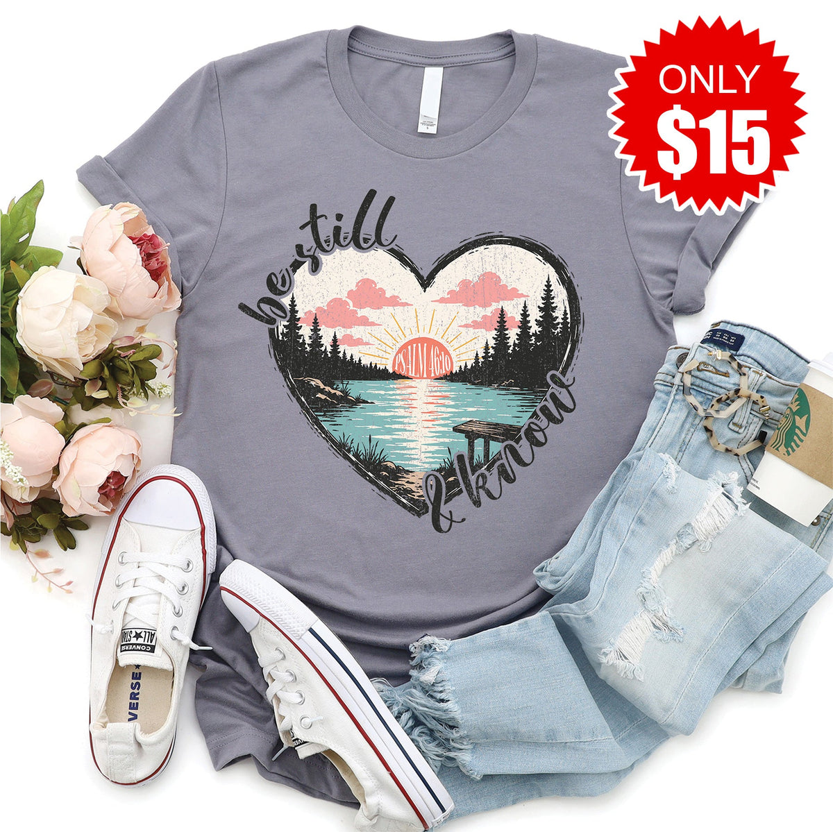 Be Still Lake Tee - Heather Storm - 15 product image 1