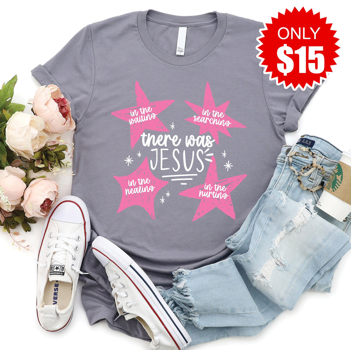 There Was Jesus Tee - Heather Storm - 15 product image 1