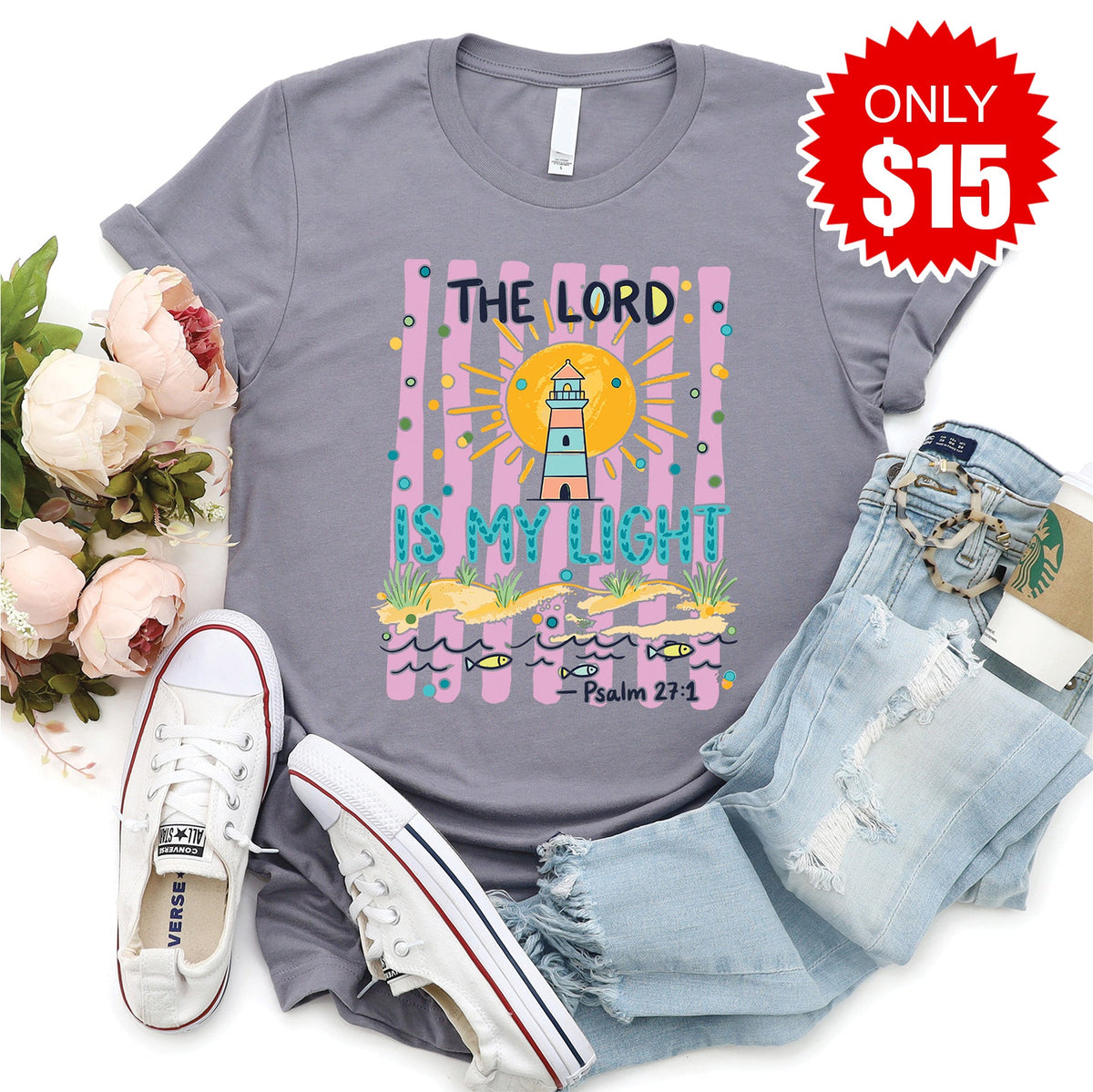 The Lord Is My Light Tee - Heather Storm - 15 product image 1