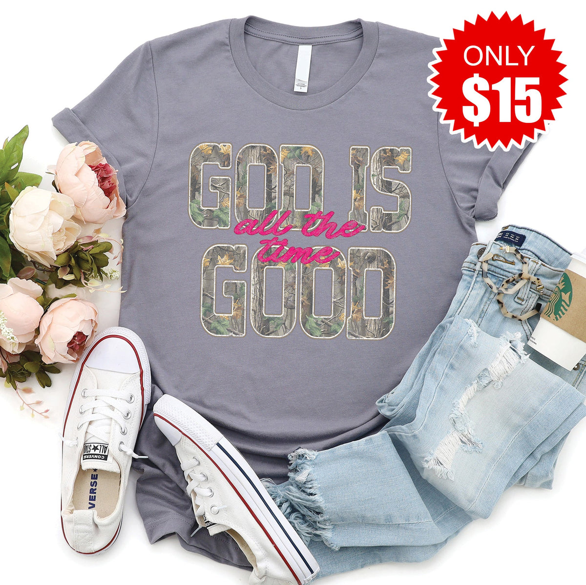 God Is Good Tee - Heather Storm - 15 product image 1