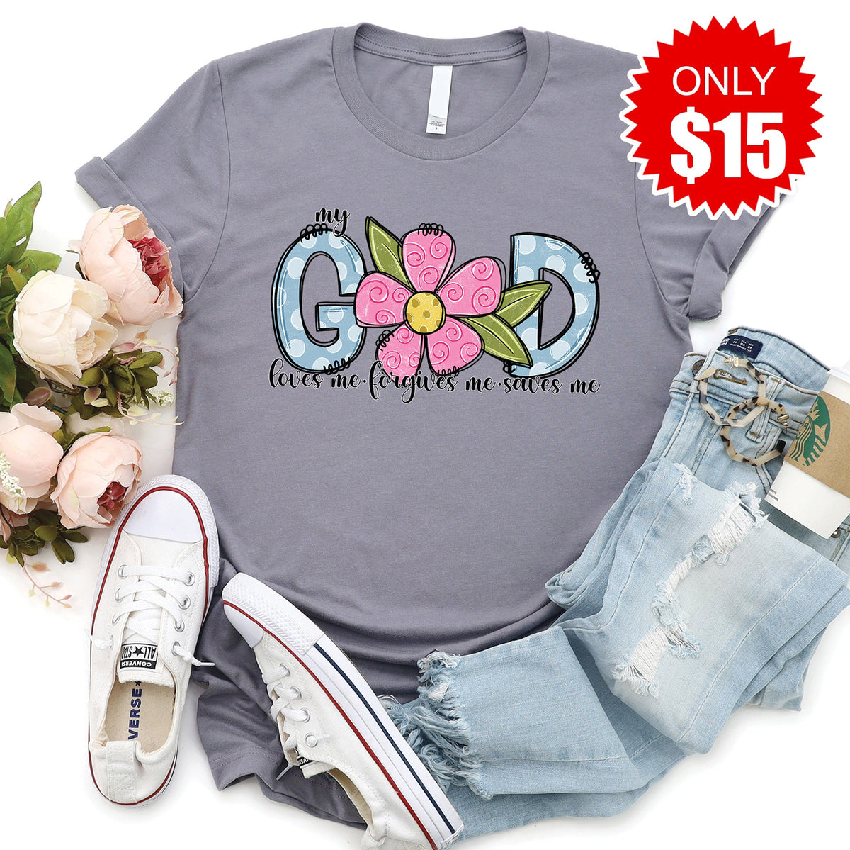 My God Loves Tee - Heather Storm - 15 product image 1