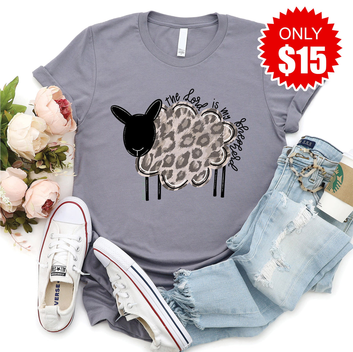 The Lord is My Shepherd Tee - Heather Storm - 15 product image 1