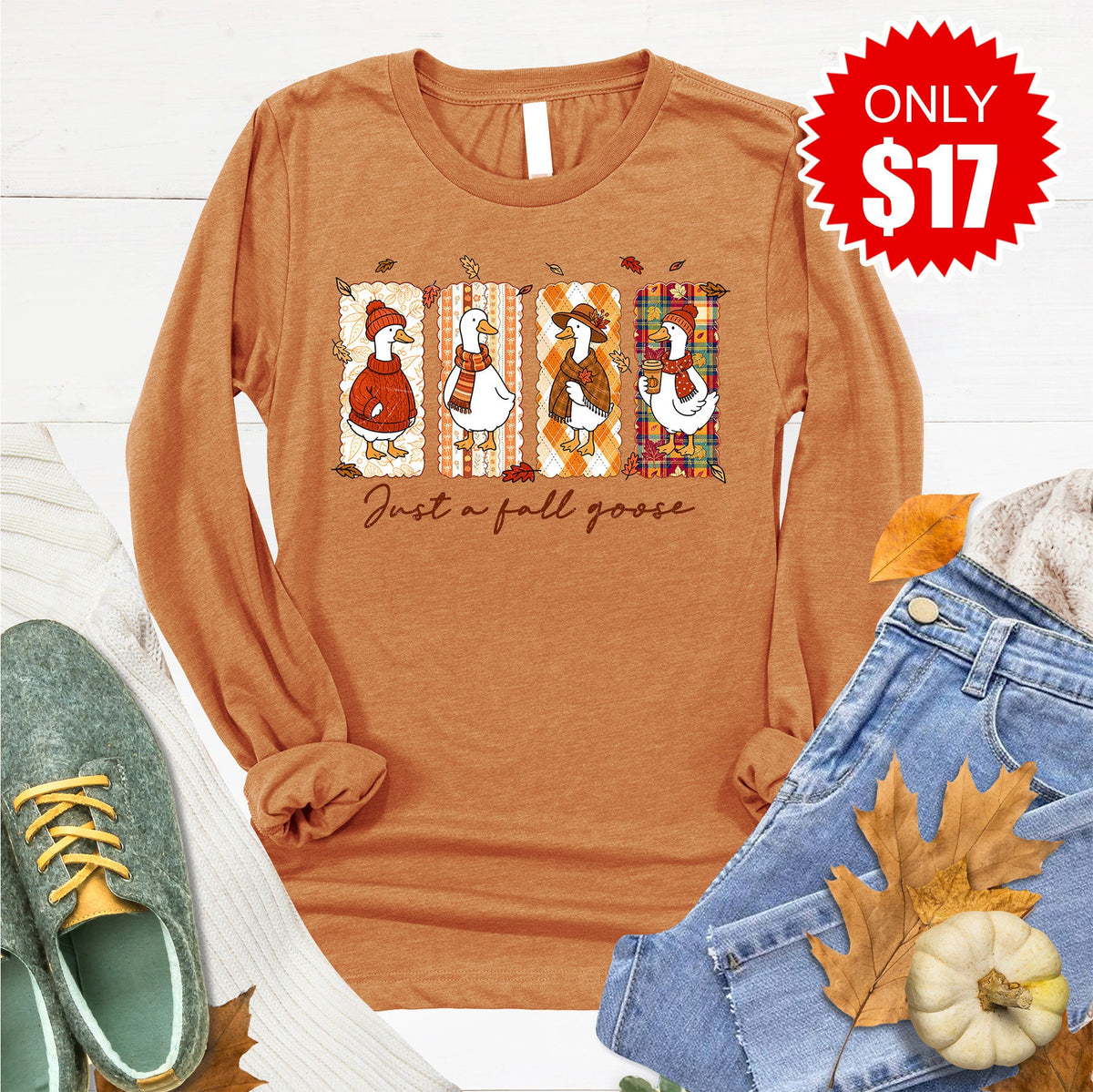 Fall Goose Long Sleeve - Heather Toast - 17 product image 1
