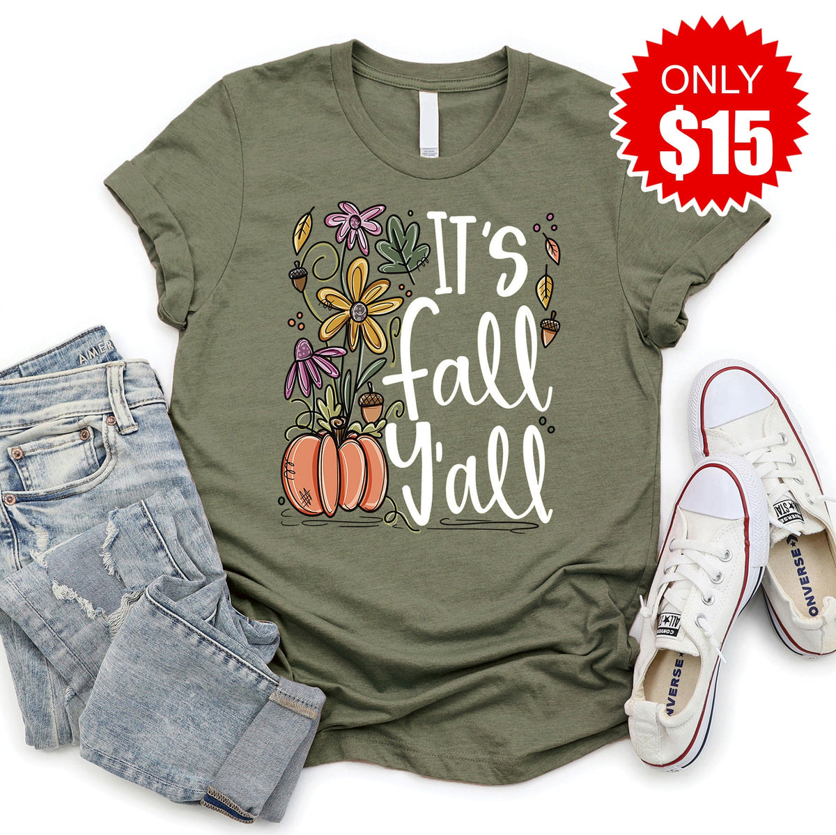 It’s Fall Y’all Tee - Heather Olive - 15