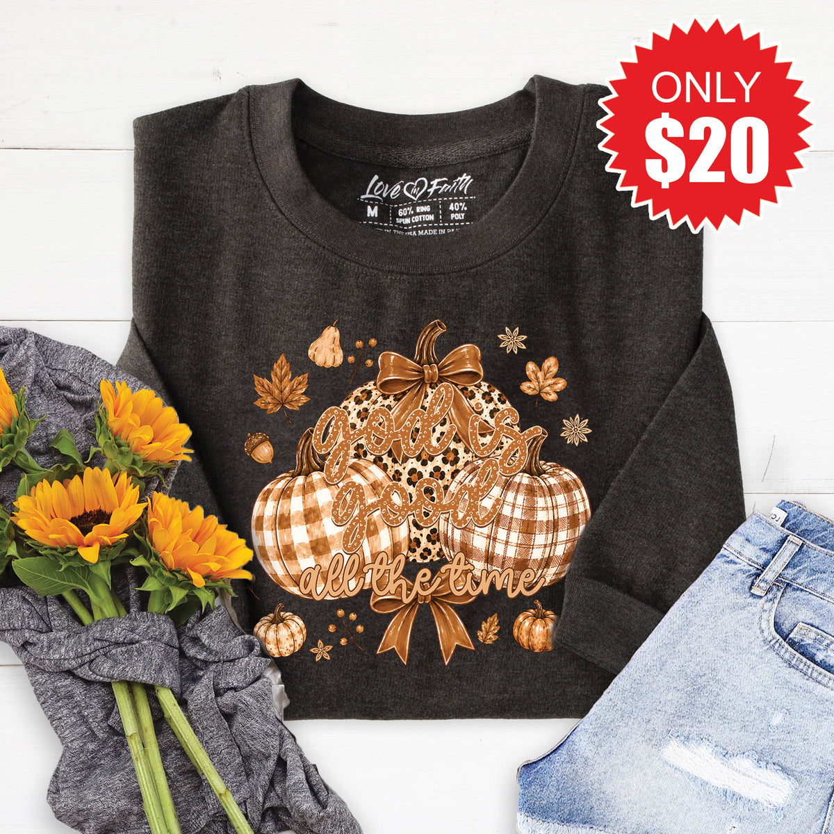 God Is Good Sweatshirt - Heather Charcoal - 20 product image 1