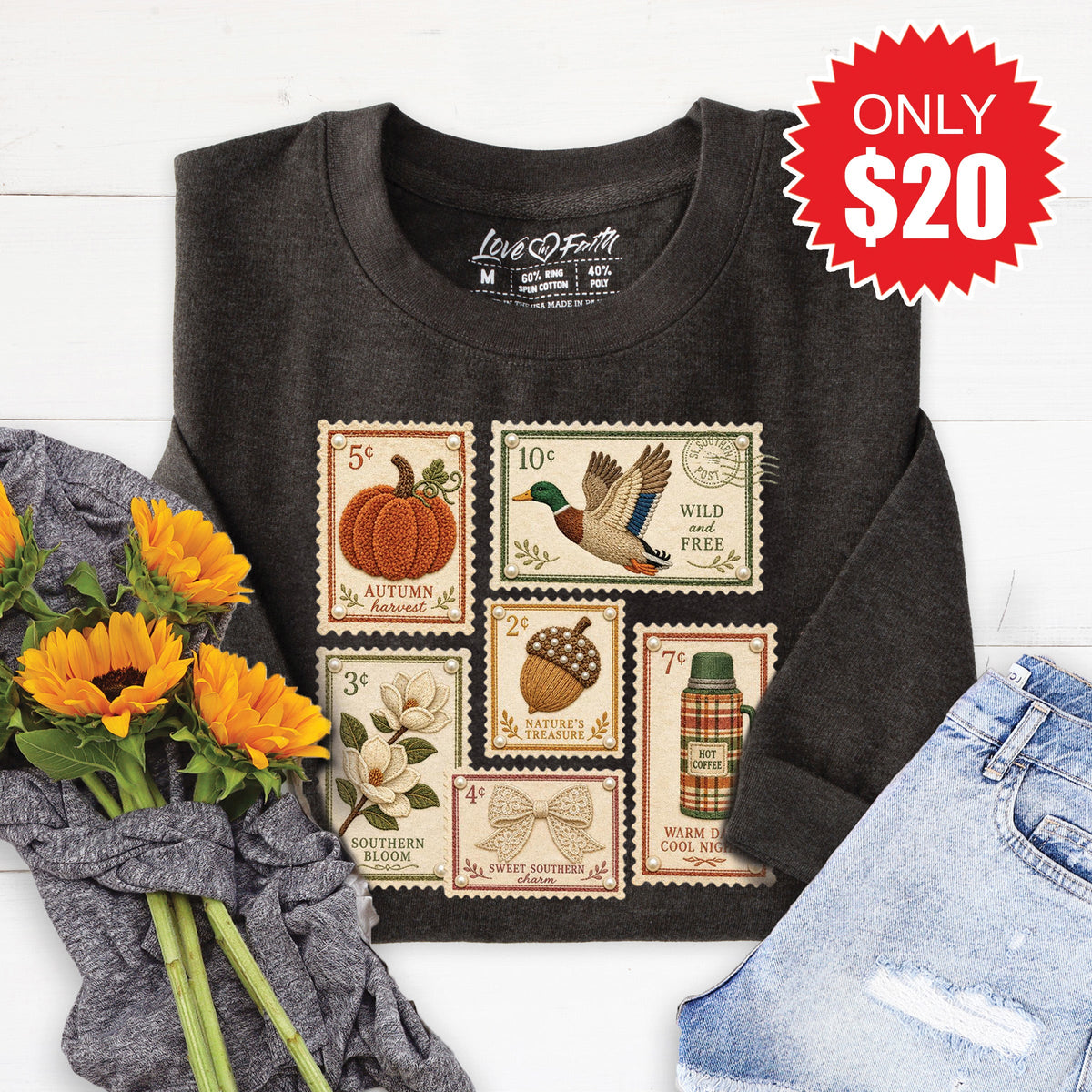 Fall Stamps Sweatshirt - Heather Charcoal - 20 product image 1