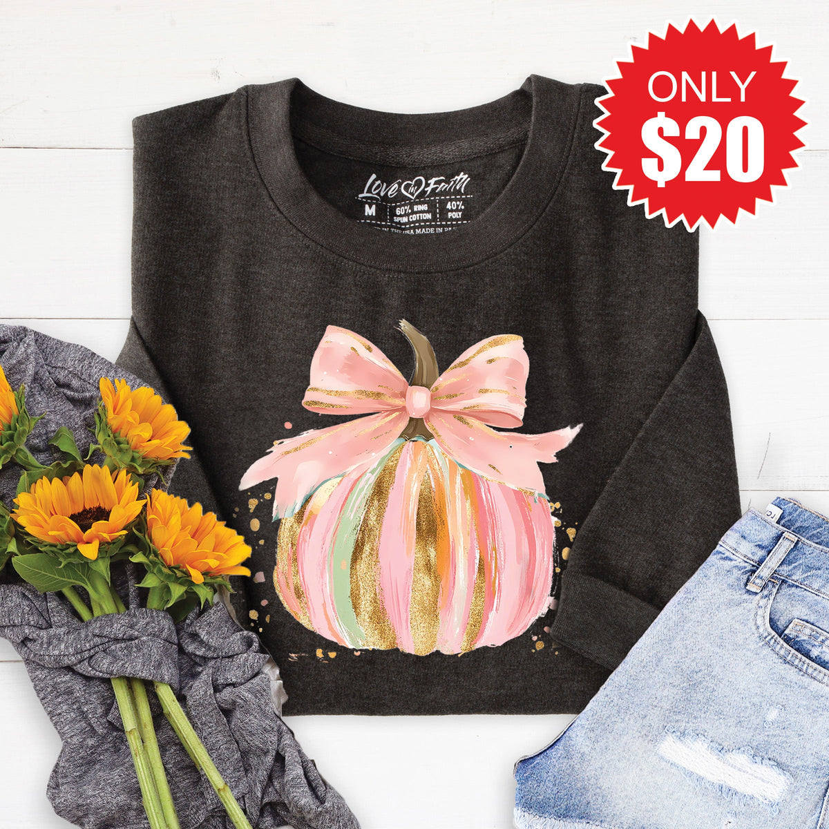 Pink Pumpkin Sweatshirt - Heather Charcoal - 20 product image 1