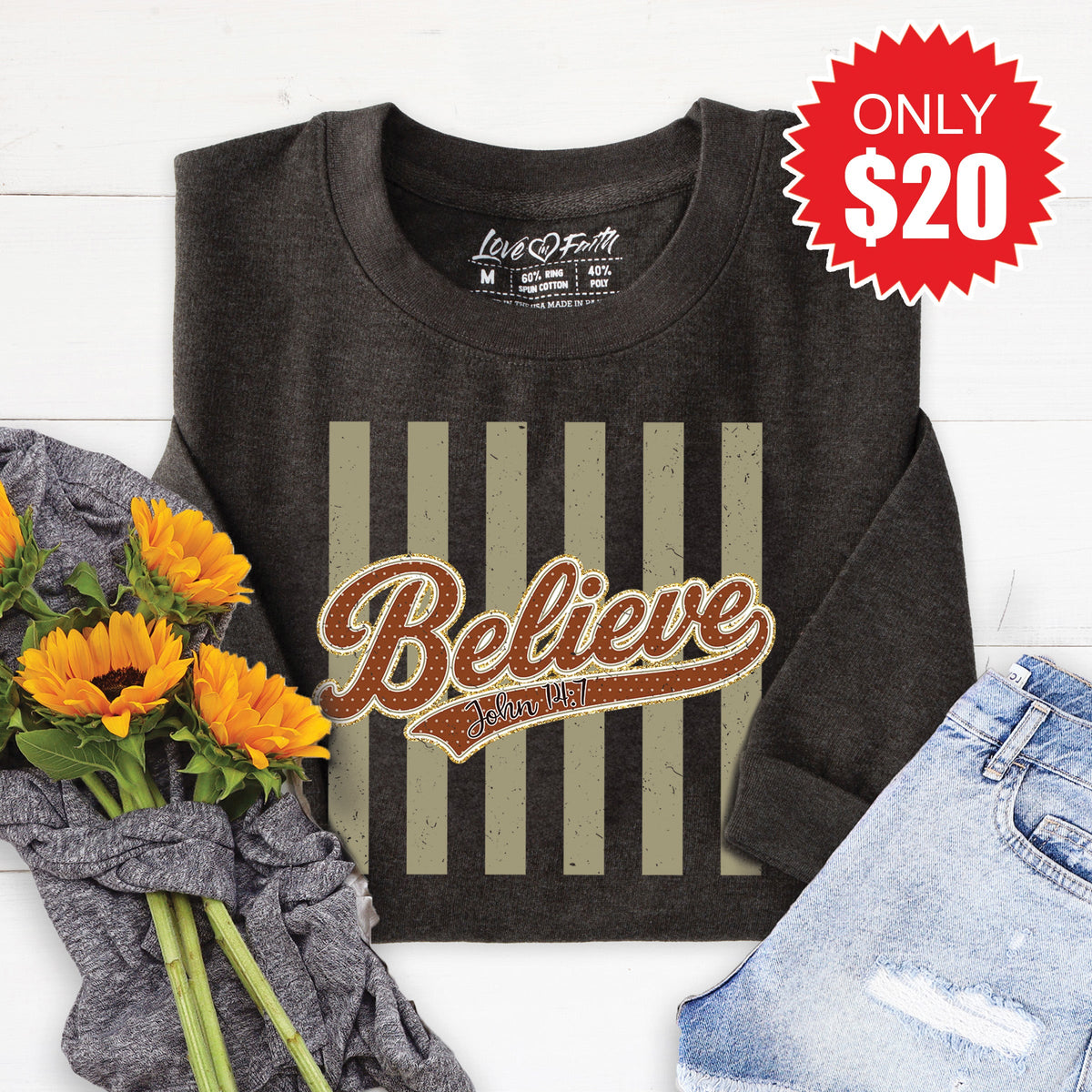 Believe Sweatshirt - Heather Charcoal - 20 product image 1