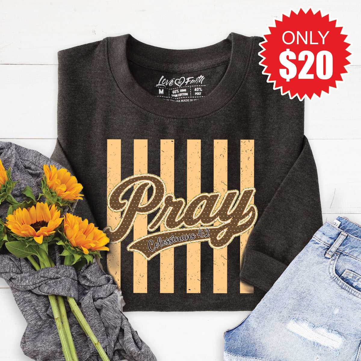 Pray Sweatshirt - Heather Charcoal - 20 product image 1
