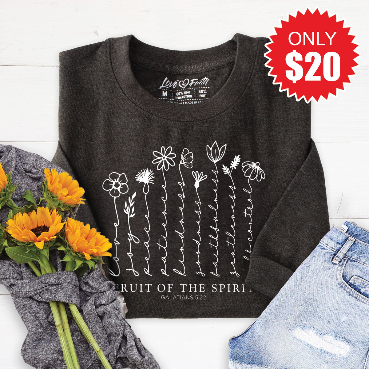 Fruit Of The Spirit Sweatshirt - Heather Charcoal - 20 product image 1