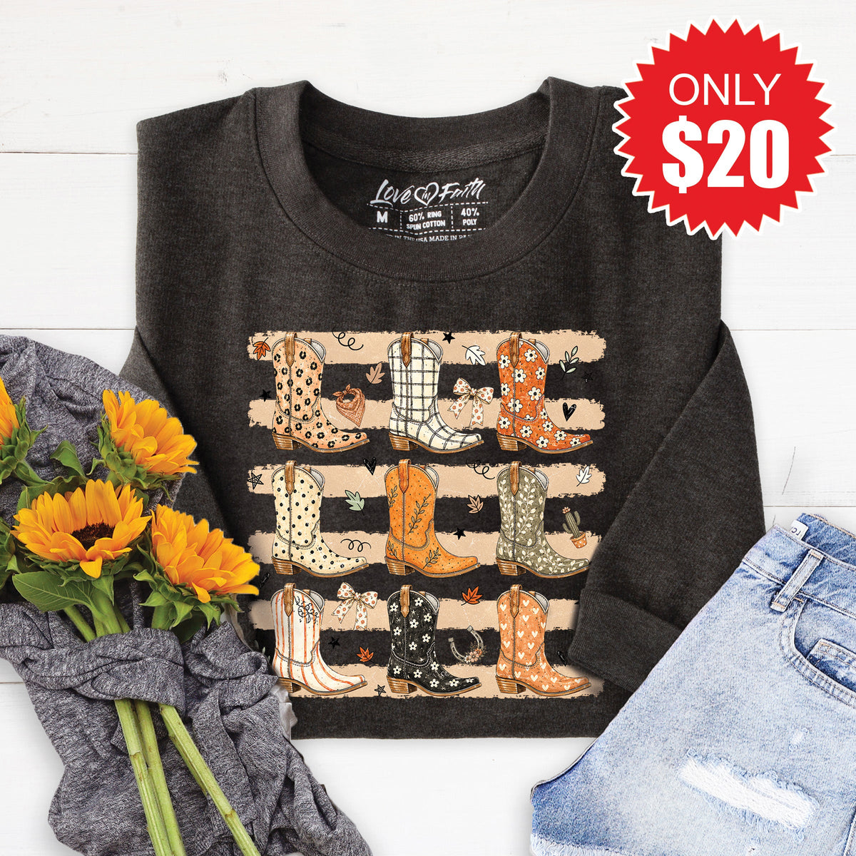 Fall Boots Sweatshirt - Heather Charcoal - 20 product image 1